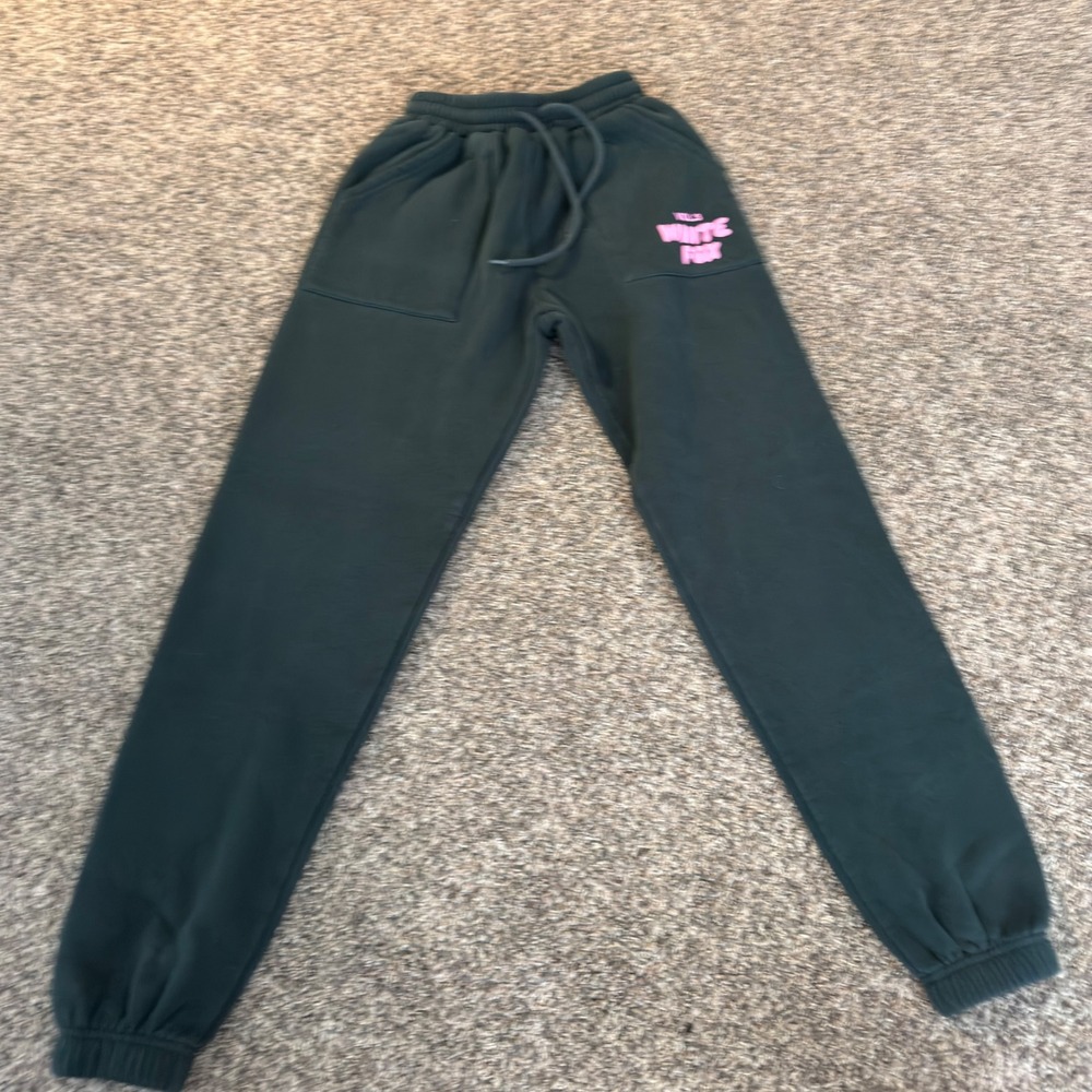 White Fox Boutique Vol 3 Sweatpants Forest Green Pink Puff Print Joggers XXS